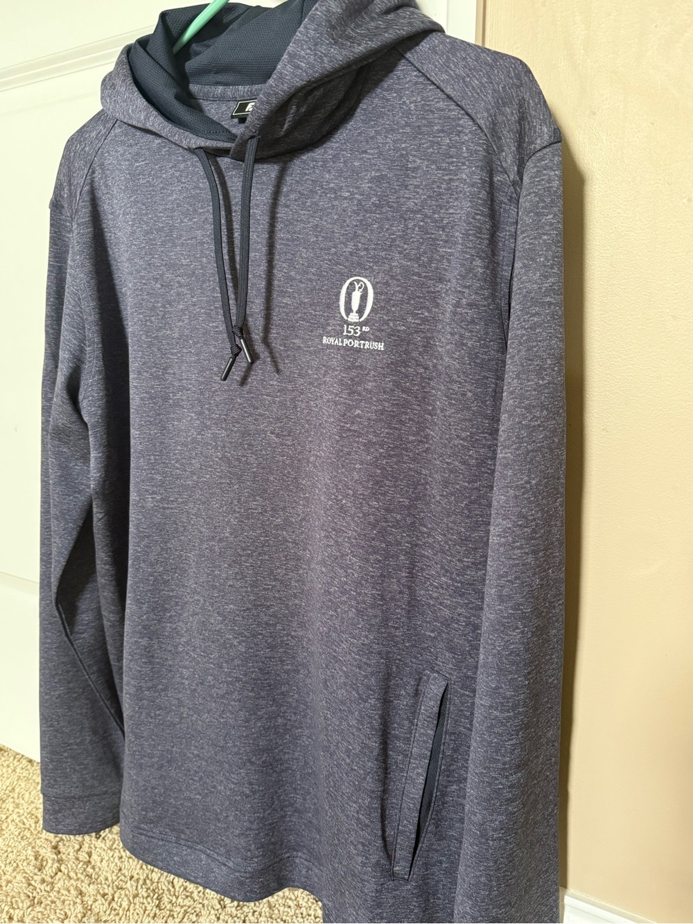 FootJoy Heathered Navy Blue Pullover Hoodie Royal Portrush 153 Open Championship